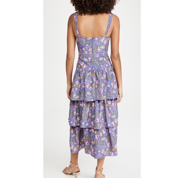 NEW LIKELY FLORAL PRINT TIERED MIDI DRESS - Picture 7 of 9